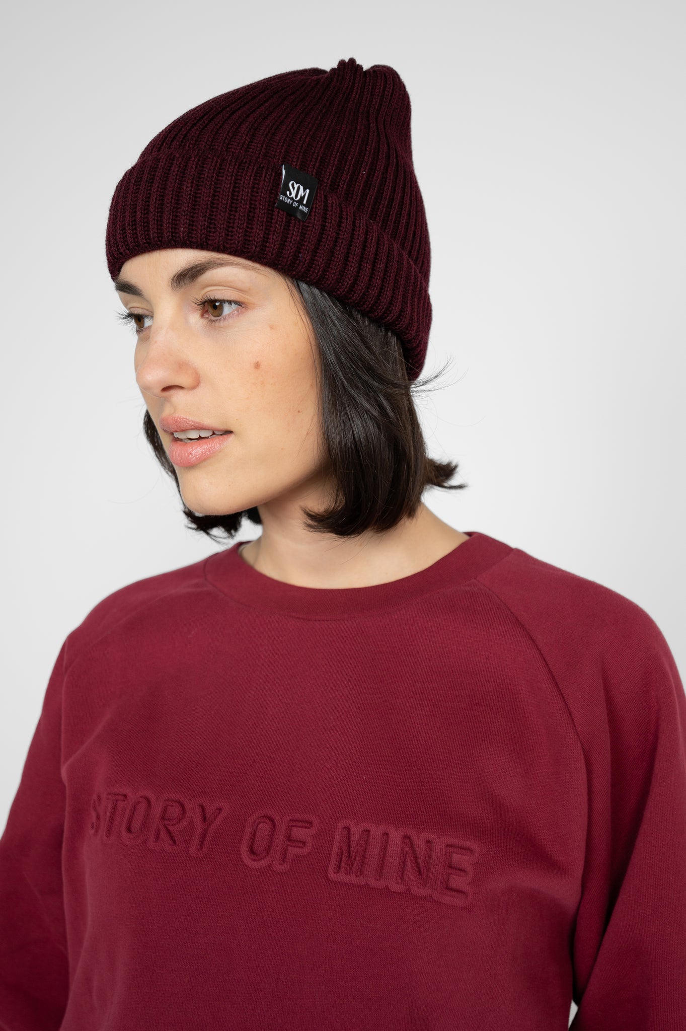 Merino Mütze Bordeaux